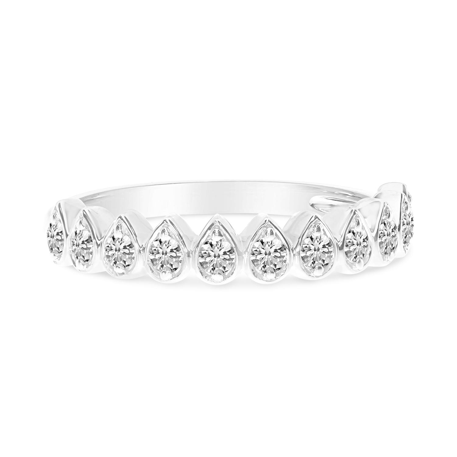 14K White Gold Diamond Bezel Pear Shape Stackable Band