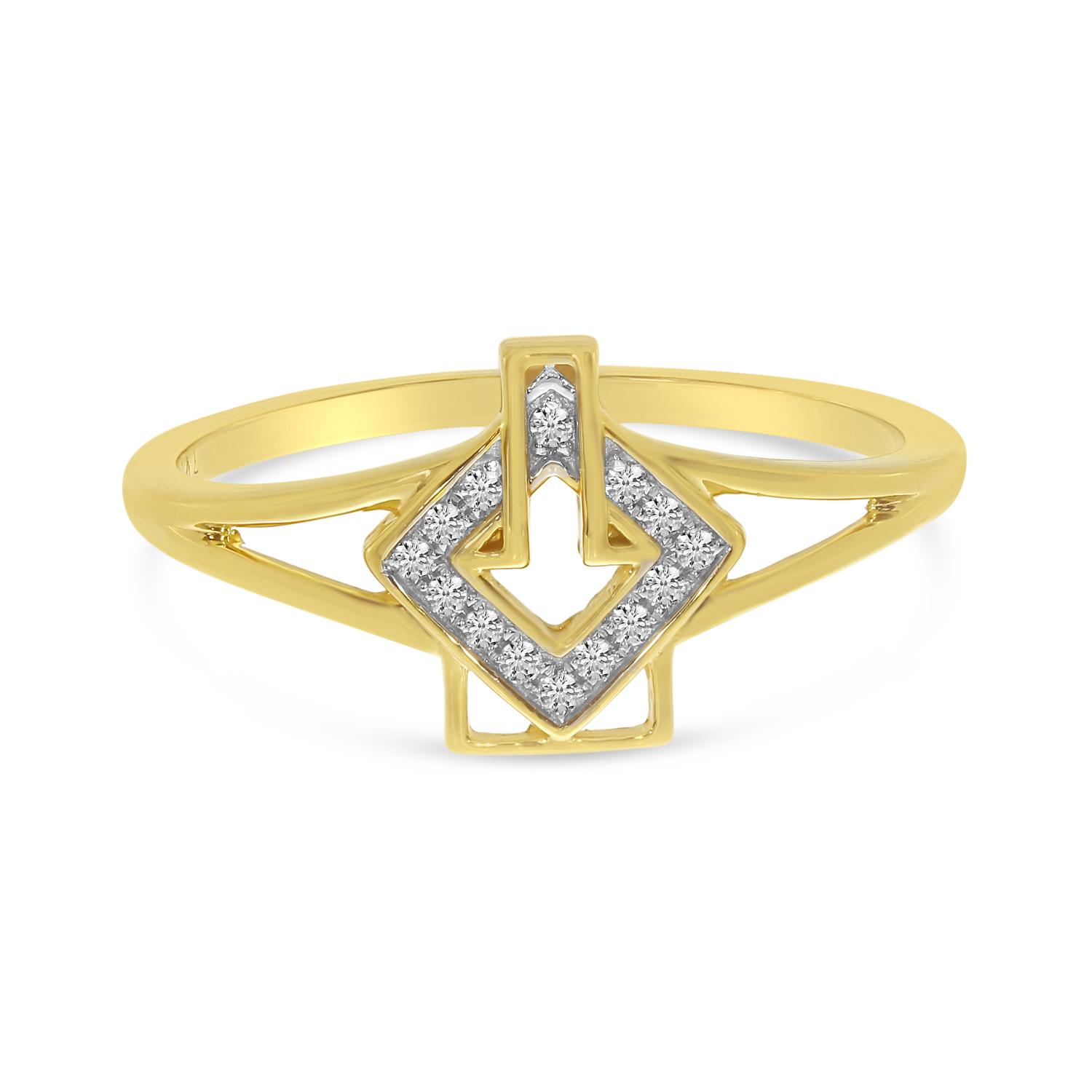 14K Yellow Gold Diamond Geometric Ring