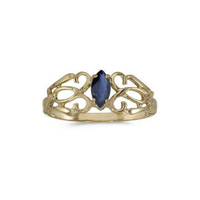 10k Yellow Gold Marquise Sapphire Filagree Ring