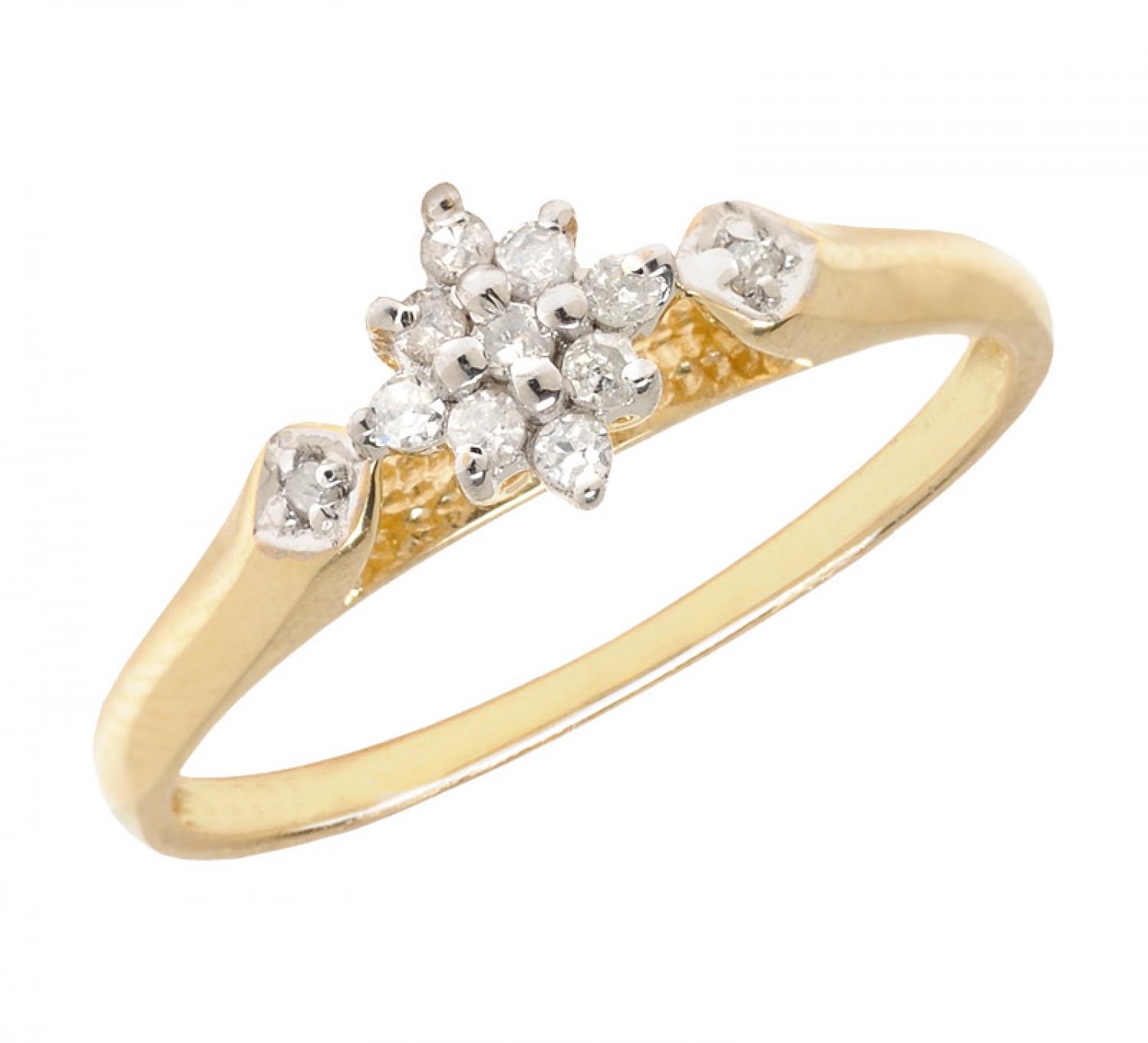 10K Yellow Gold Diamond Cluster Ring