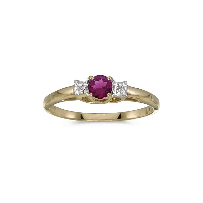 10k Yellow Gold Round Rhodolite Garnet And Diamond Ring