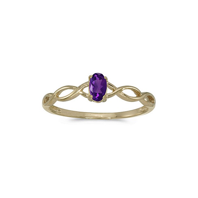 14k Yellow Gold Oval Amethyst Ring