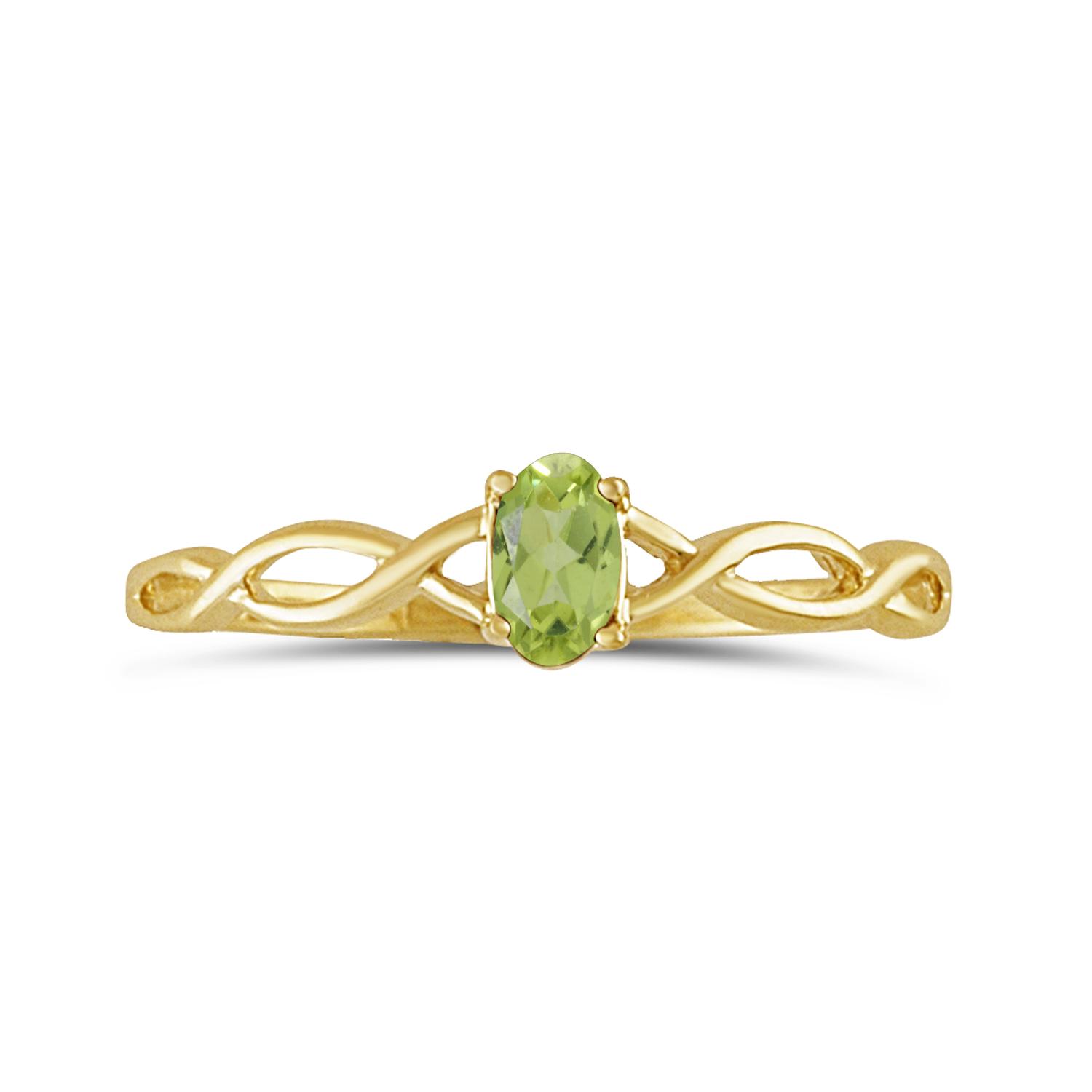 14K Yellow Gold Oval Peridot Birthstone Ring