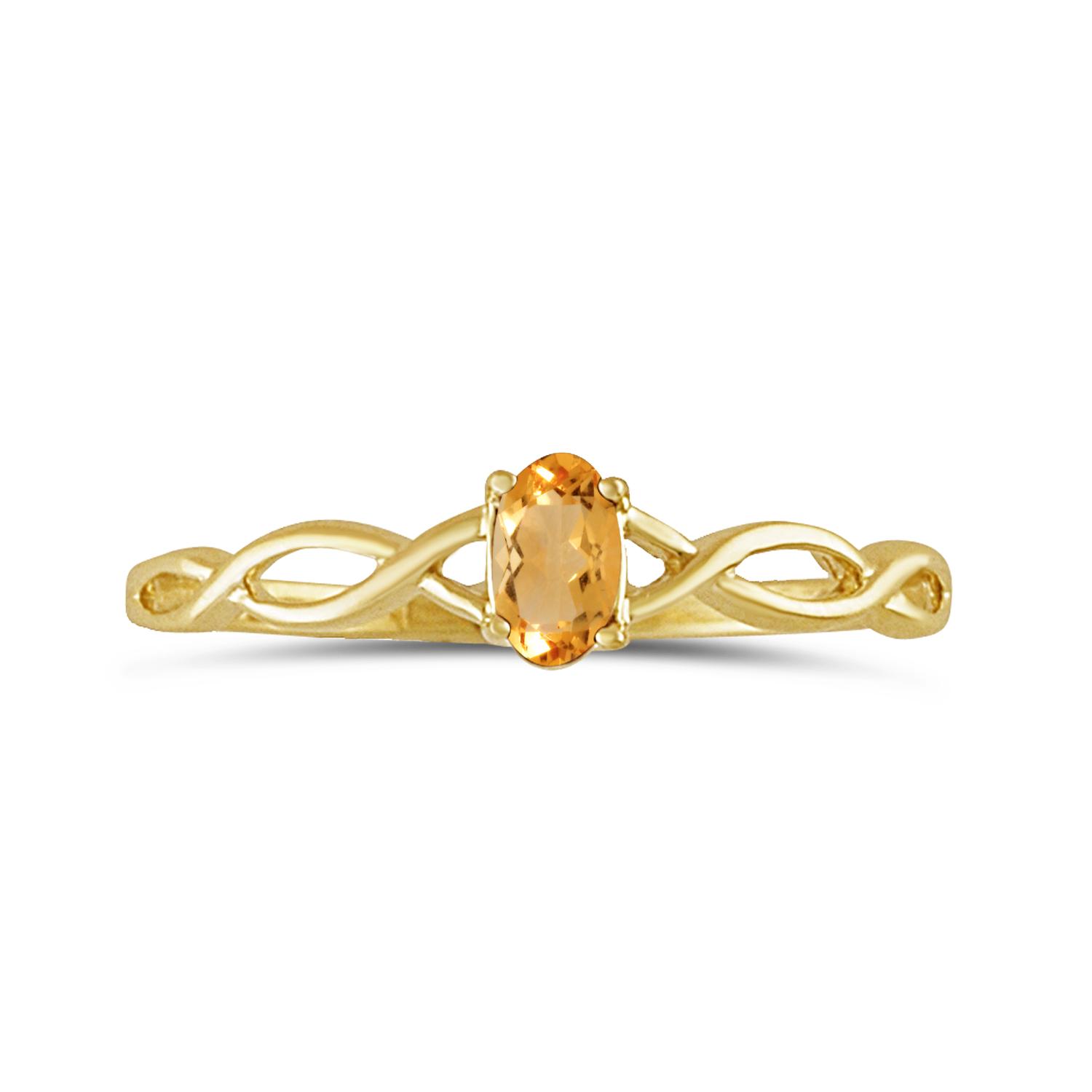 14K Yellow Gold Oval Citrine Birthstone Ring