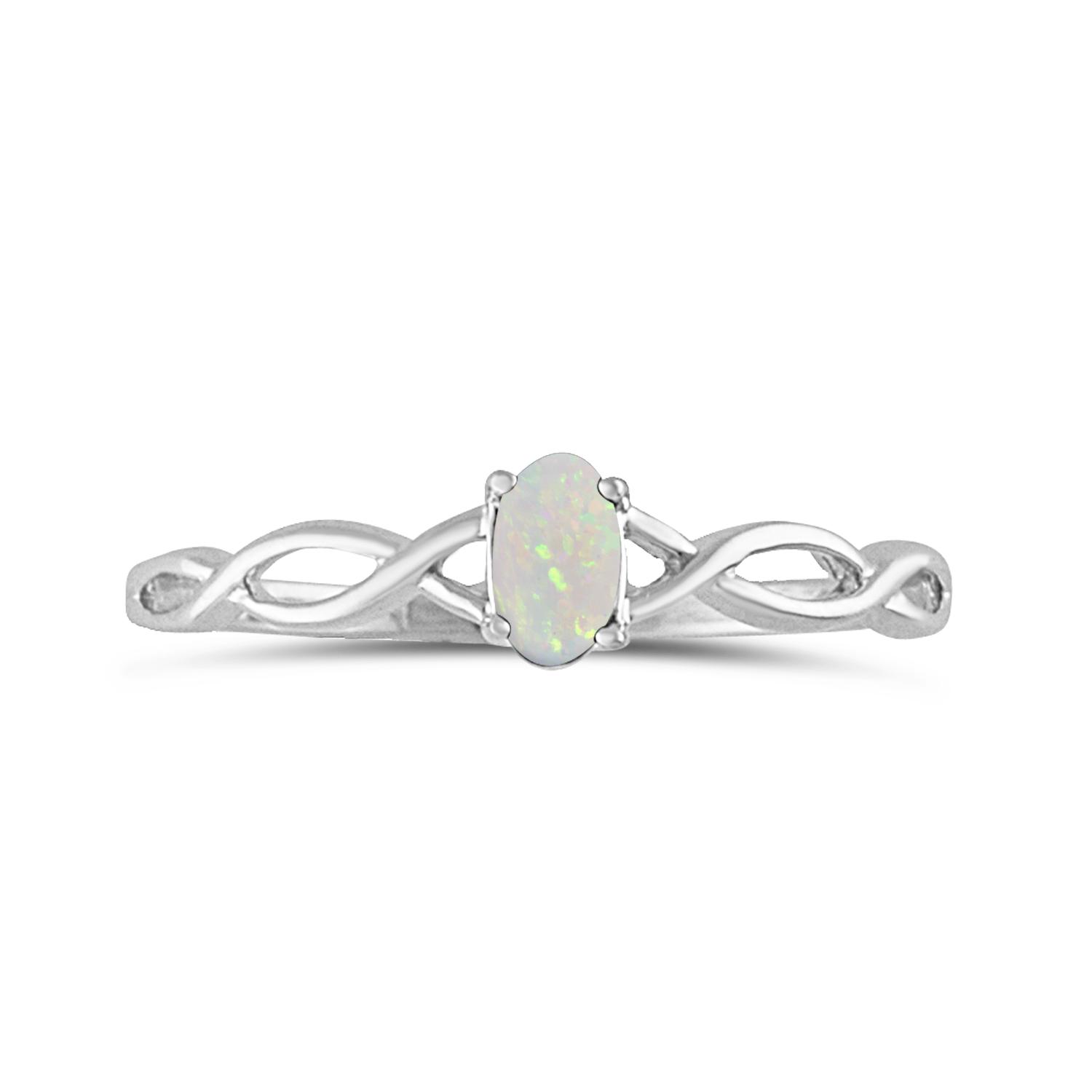 14k White Gold Oval Opal Ring