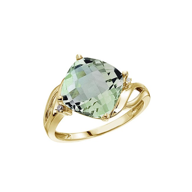 Green diamond ring in 14k yellow gold | KLENOTA
