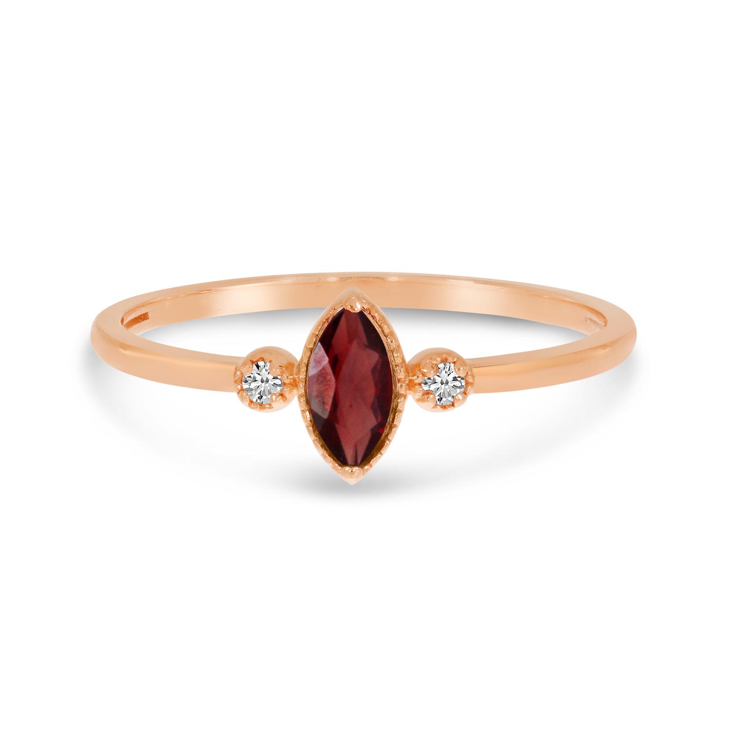 14K Rose Gold Marquise Garnet Birthstone Ring