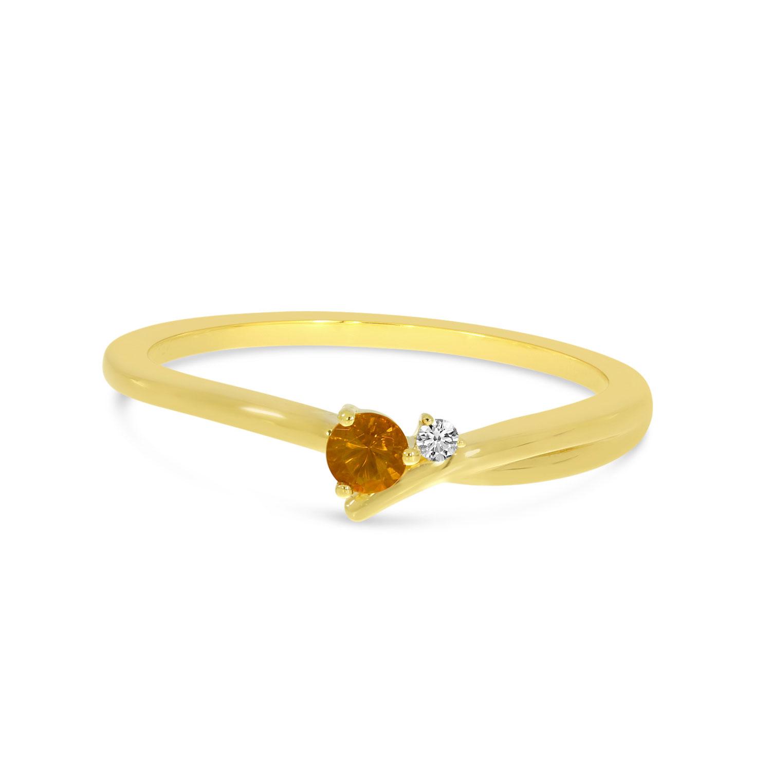 14K Yellow Gold Round Citrine and Diamond Twist Band