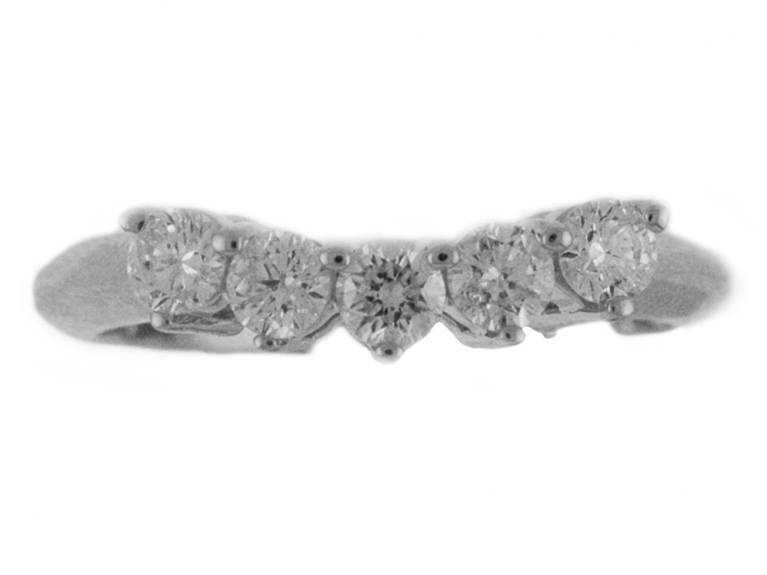 14K White Gold .50 Ct Five Stone Diamond Wrap Band