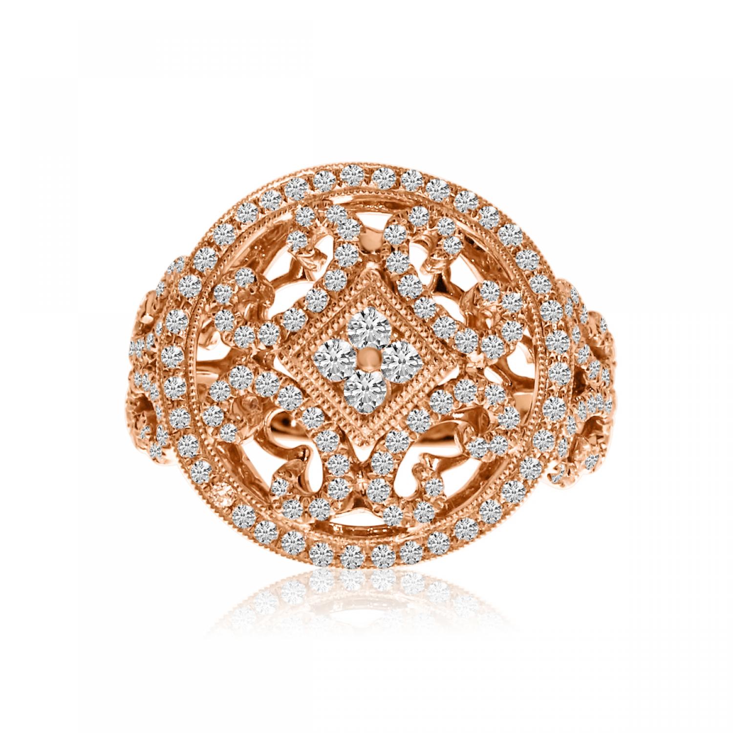 14K Rose Gold .83 Ct Diamond Round Invisible Set Ring