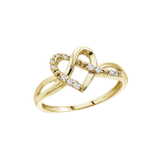 Colormerchants - 14K Yellow Gold .10 Ct Diamond Heart Ring