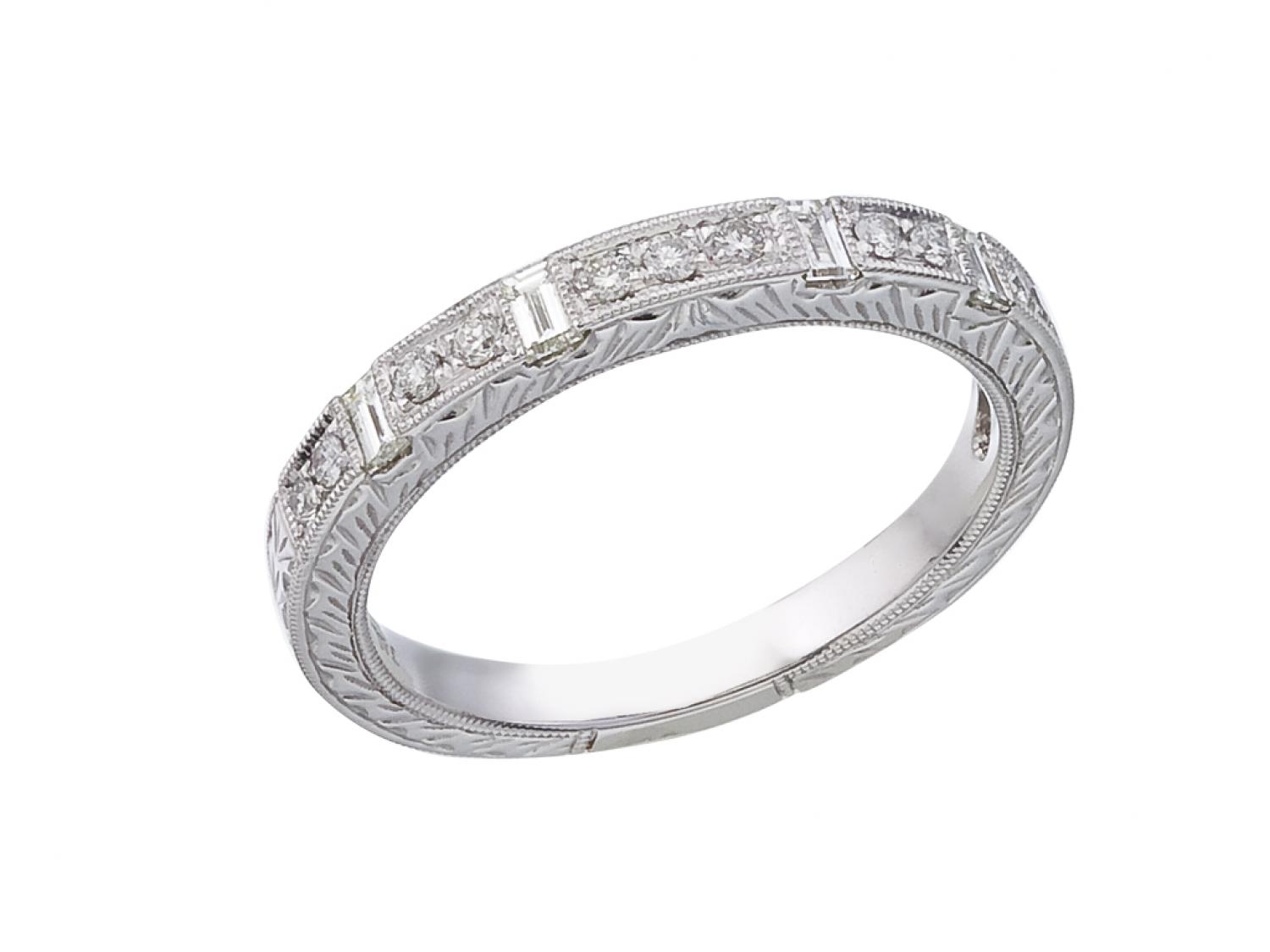 14K White Gold Bridal Princess Diamond Ring Band