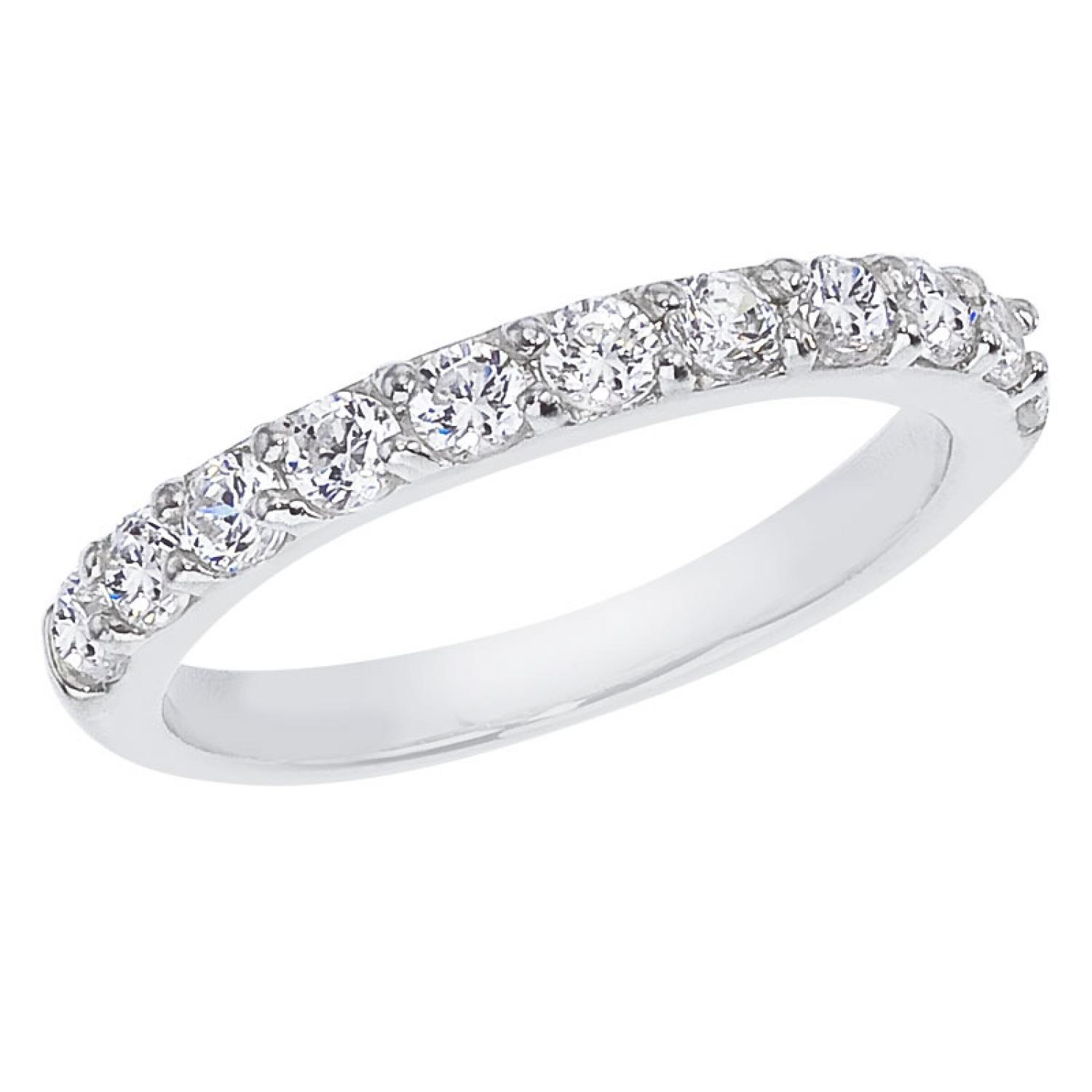 14K White Gold .77 Ct Eleven Stone Diamond Bridal Band