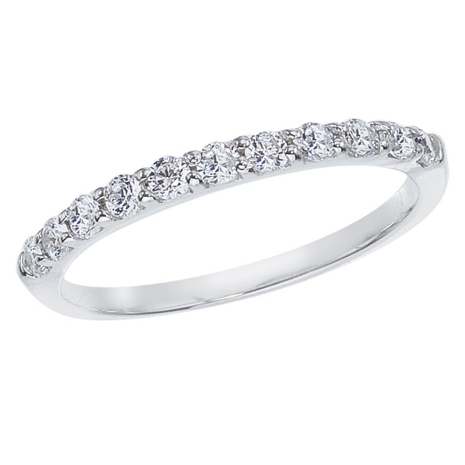 14K White Gold .33 Ct Eleven Stone Diamond Bridal Band