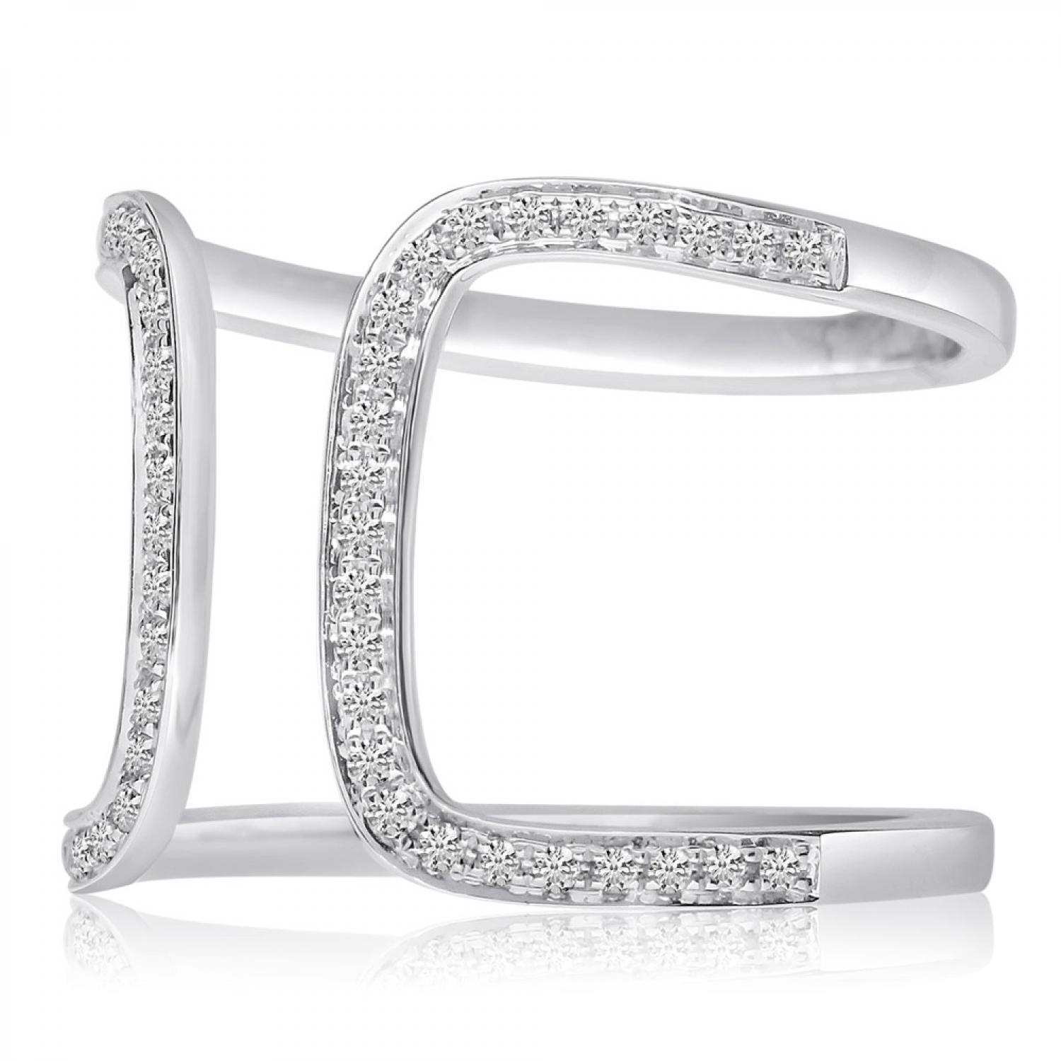 14K White Gold Open Diamond Fashion Ring