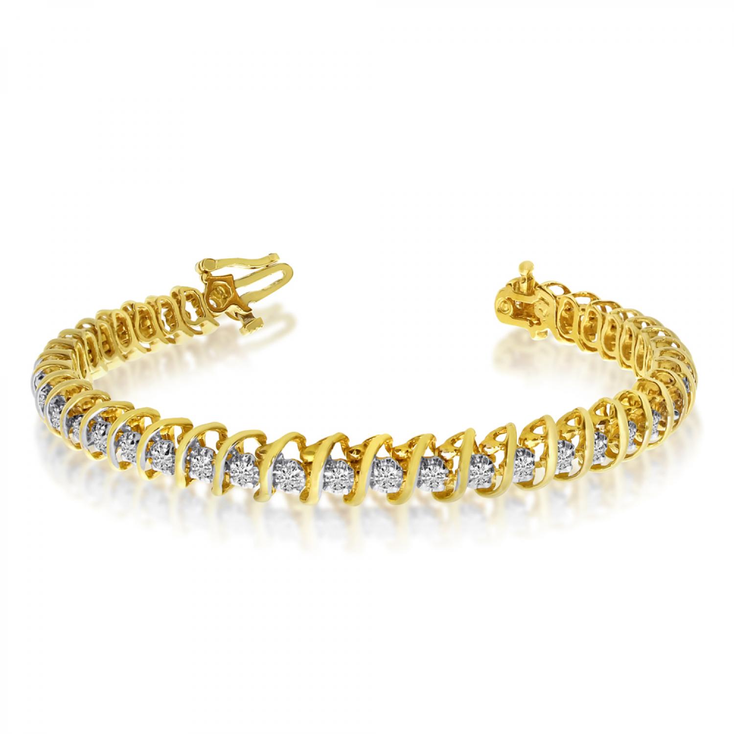 14K Yellow Gold Diamond S Bracelet