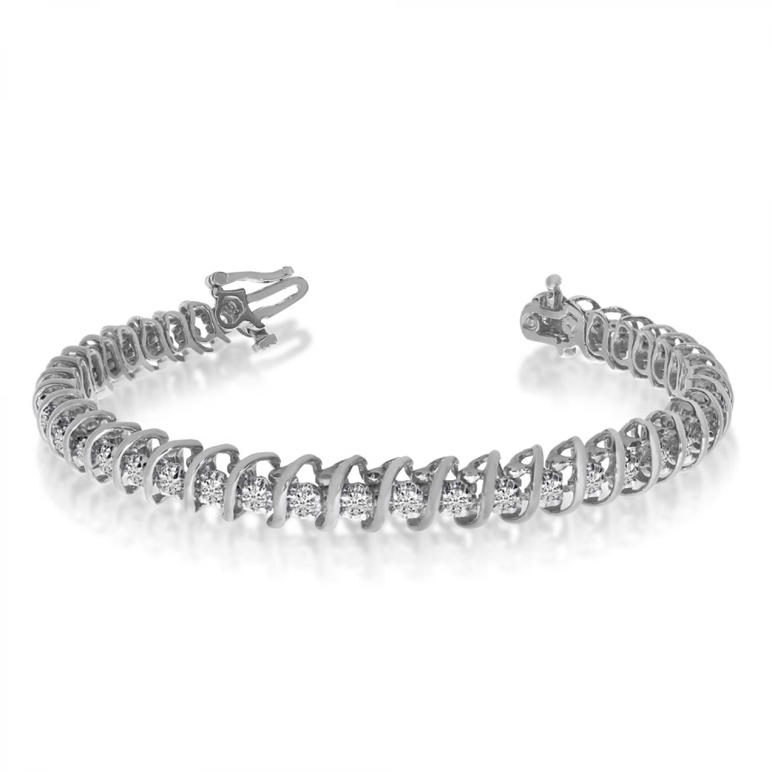 14K White Gold Diamond S Bracelet