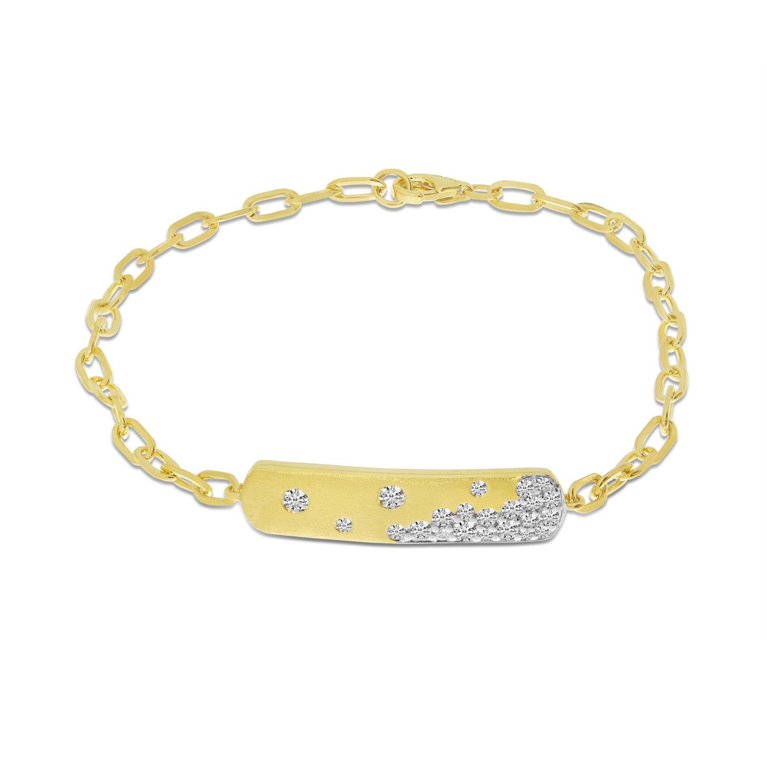 14K Yellow Gold Diamond Scattered Bar Bracelet