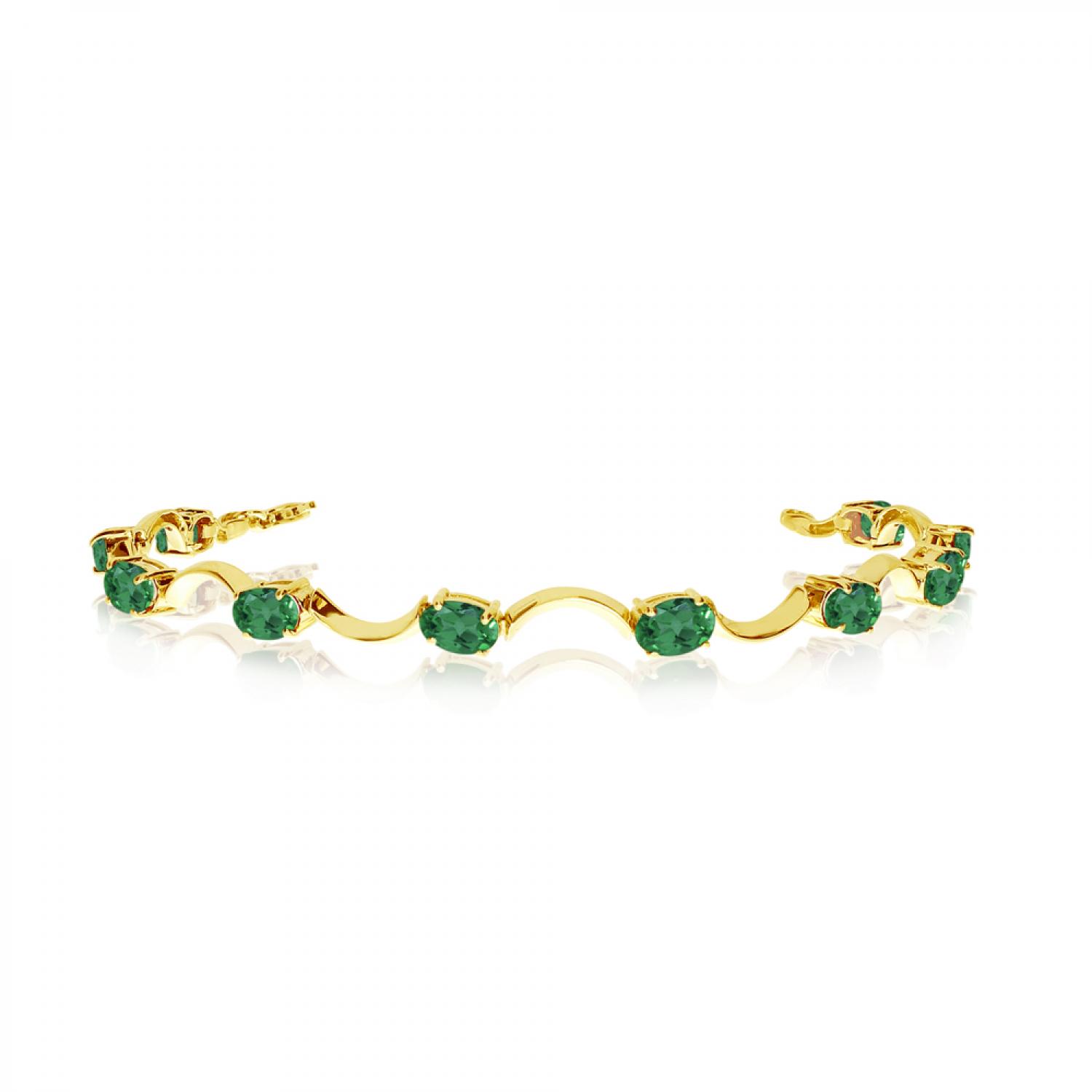 14K Yellow Gold Oval Aquamarine Bracelet