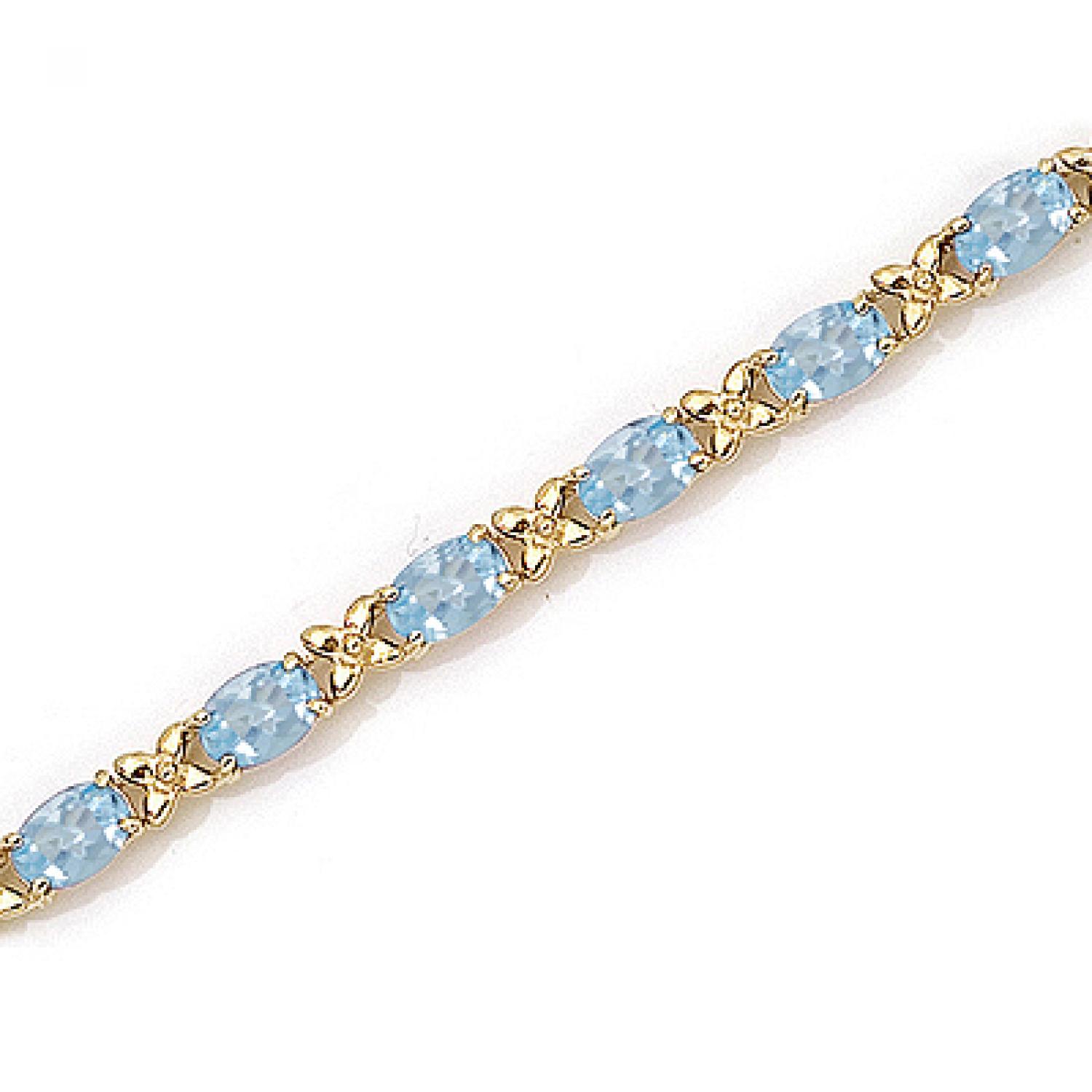 14K Yellow Gold Oval Aquamarine Bracelet