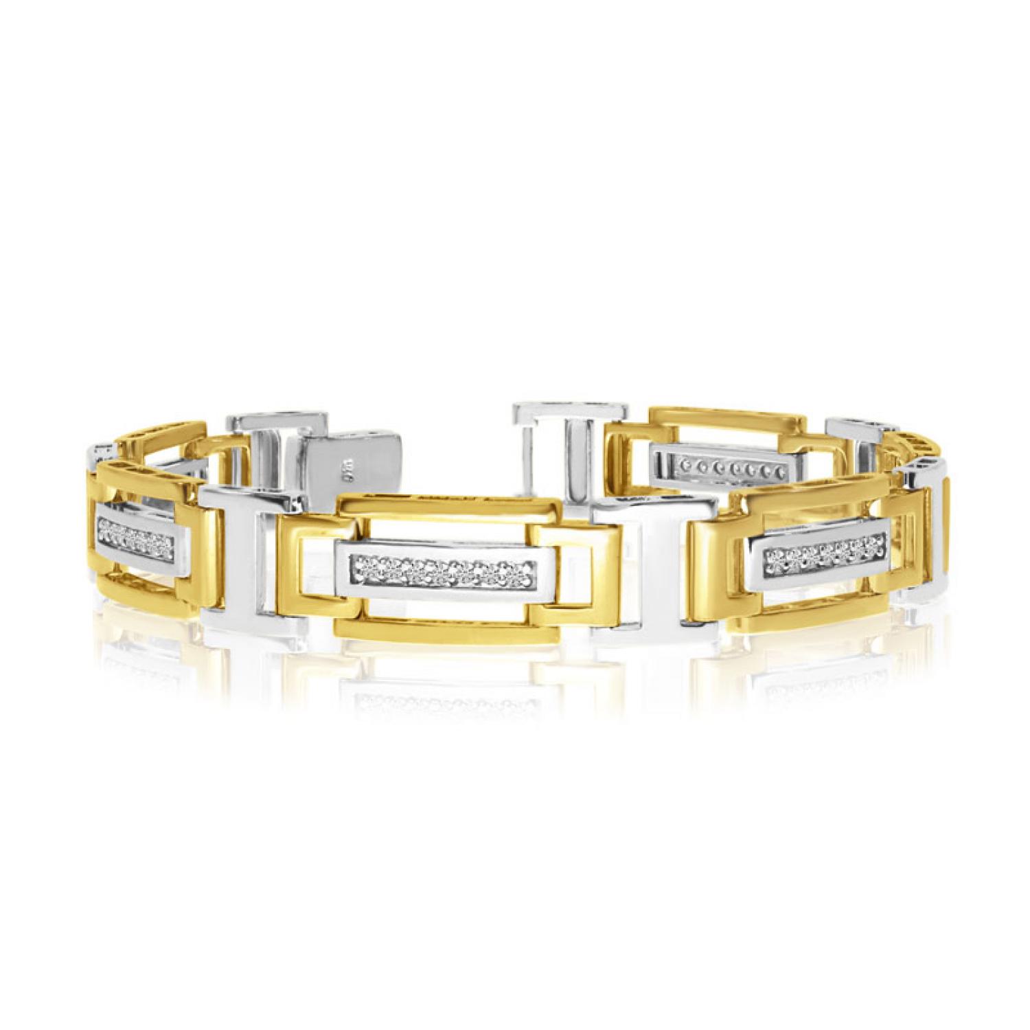 14K Yellow Gold Diamond Gents Bracelet