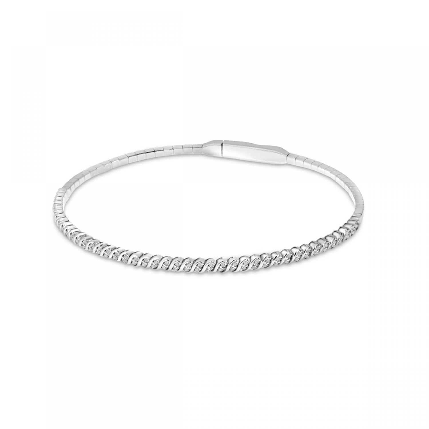 14K White Gold Flexible Diamond Bracelet