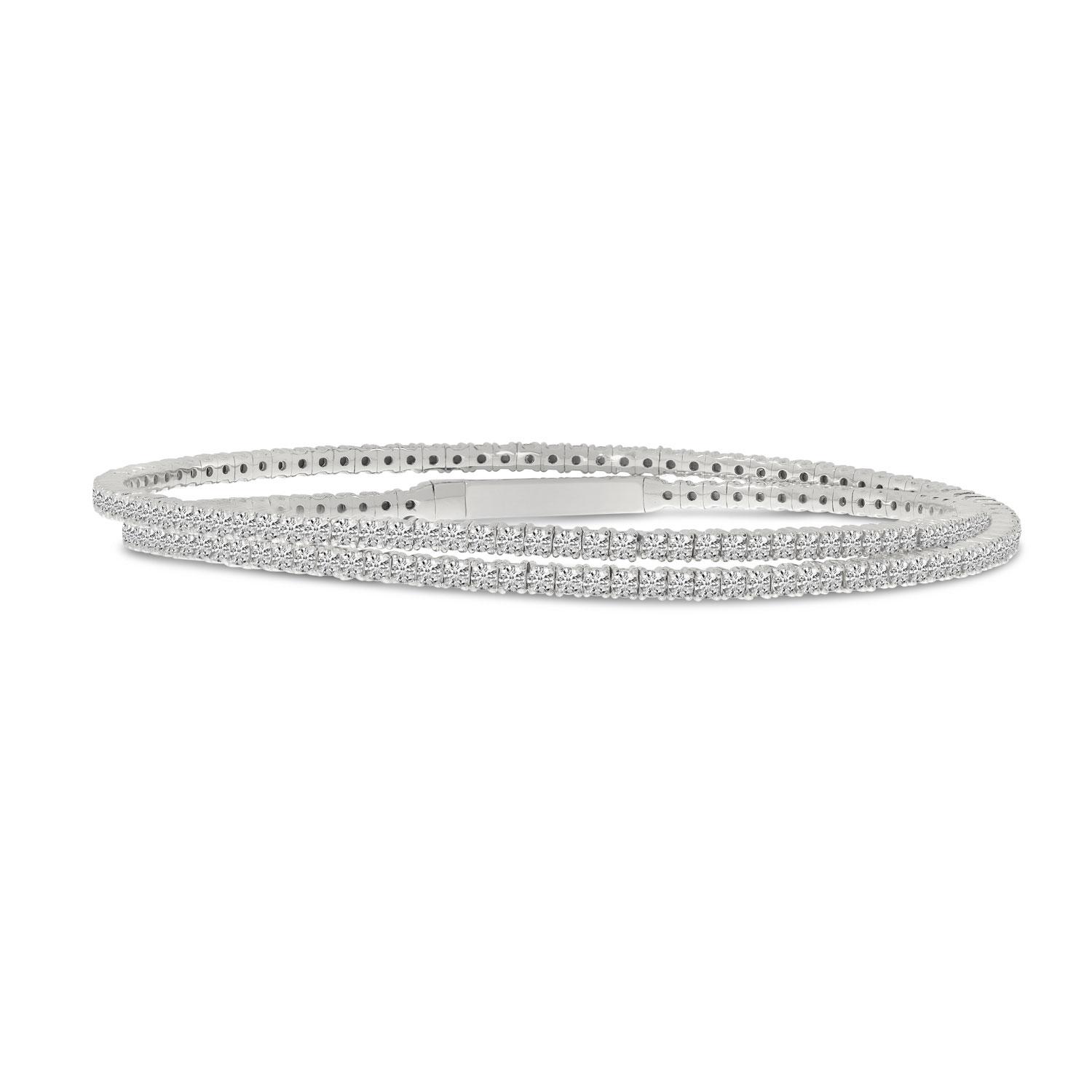 14K White Gold Double Wrap Bracelet