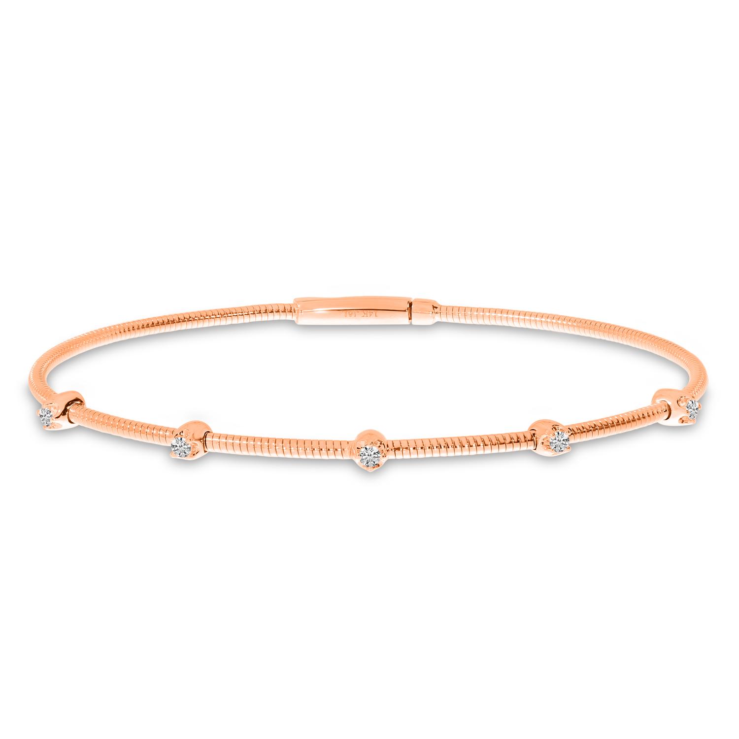 14K Rose Gold Diamond Flexible Bracelet