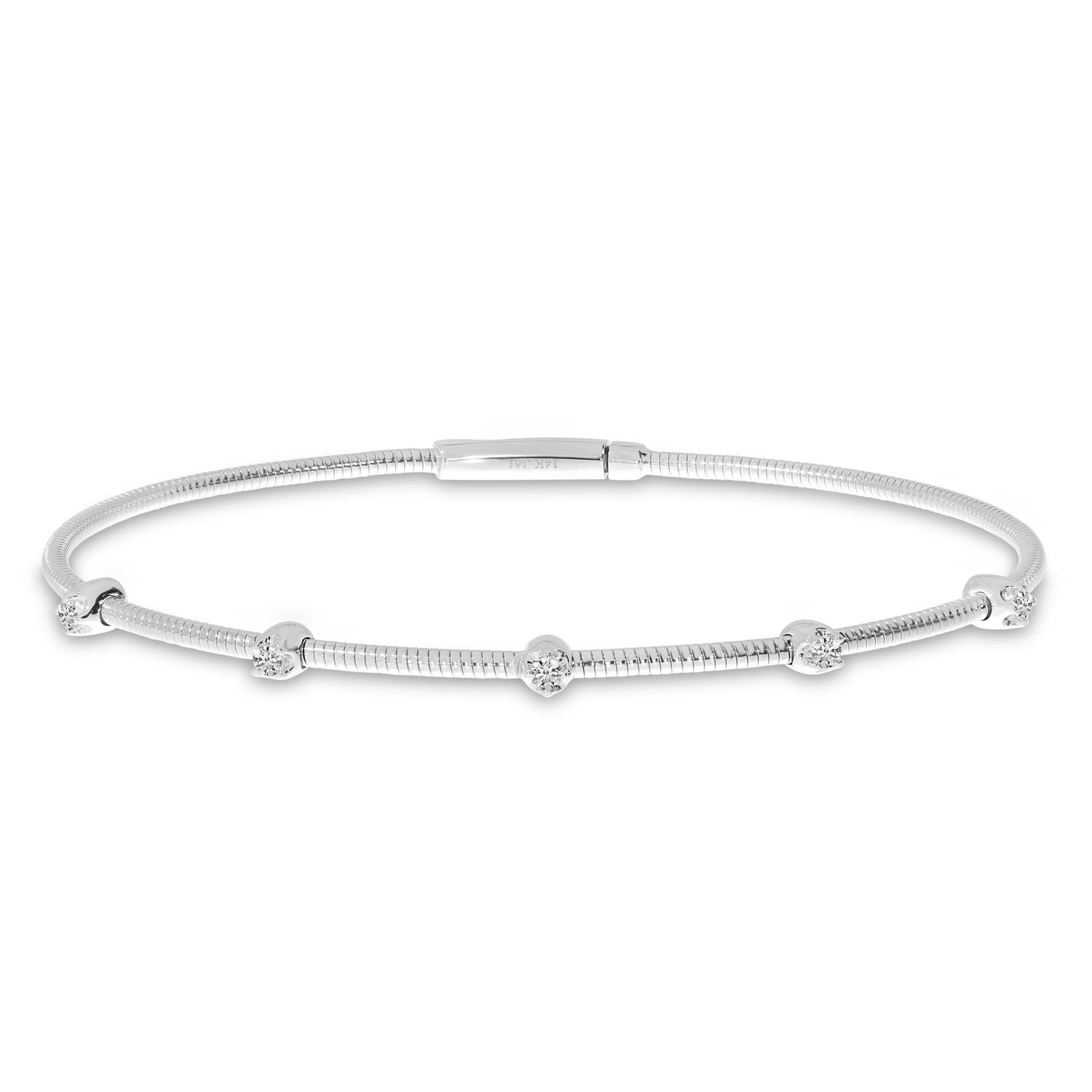 14K White Gold Diamond Flexible Bracelet