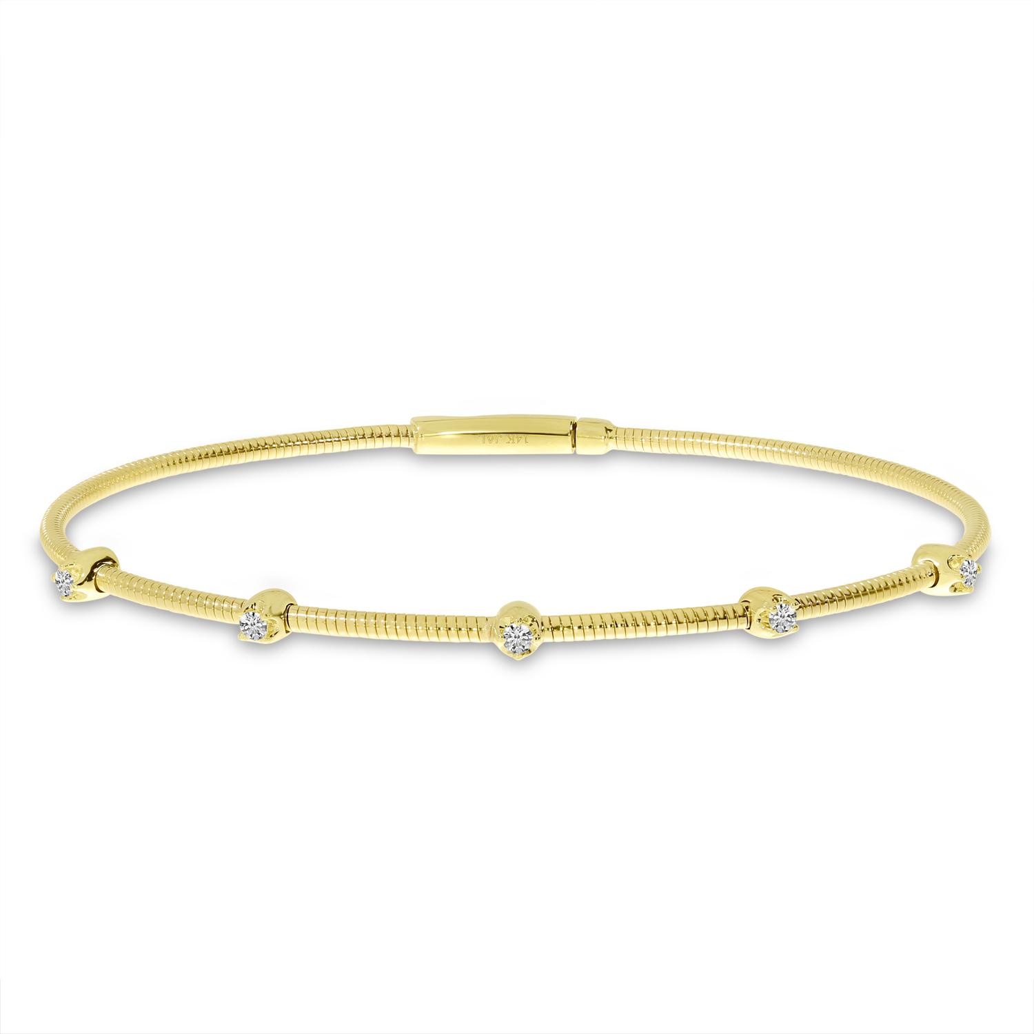 14K Yellow Gold Diamond Flexible Bracelet