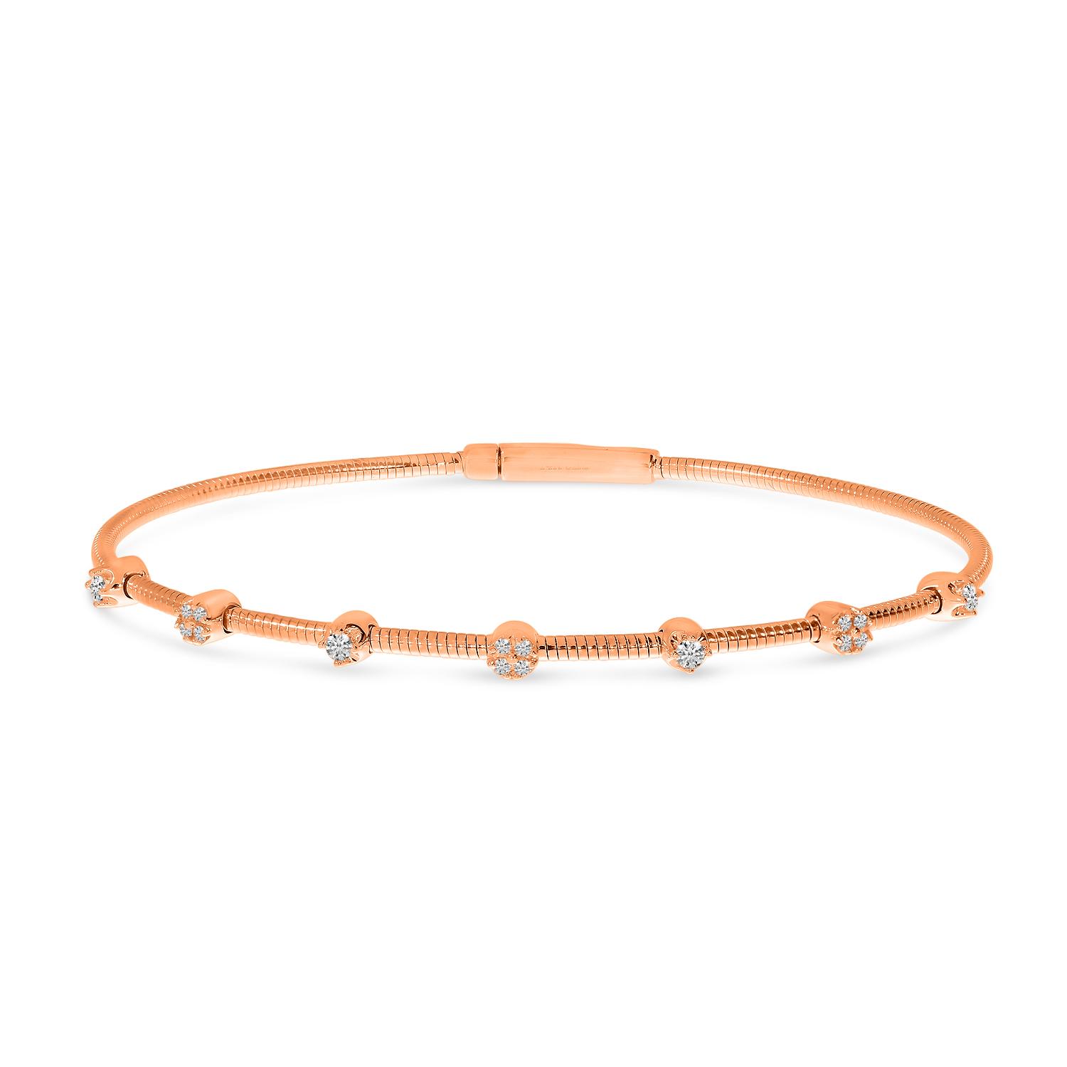 14K Rose Gold Diamond Flexible Bracelet