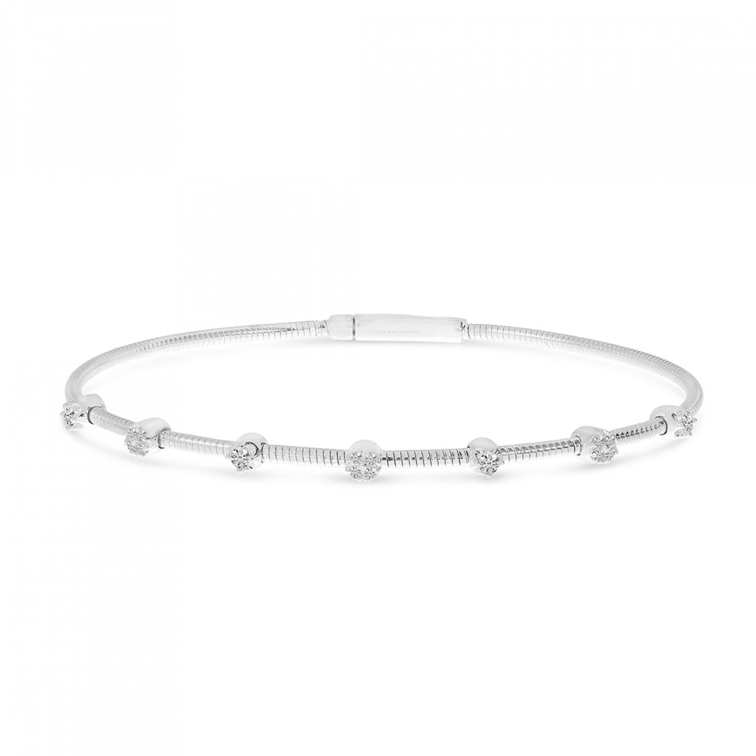 14K White Gold Diamond Flexible Bracelet