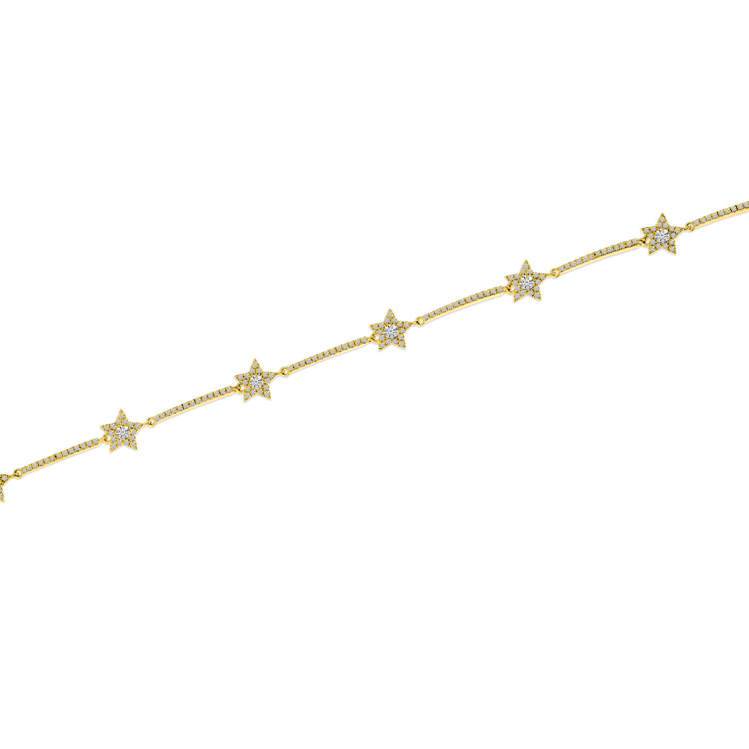 14K Yellow Gold Diamond Star Bracelet