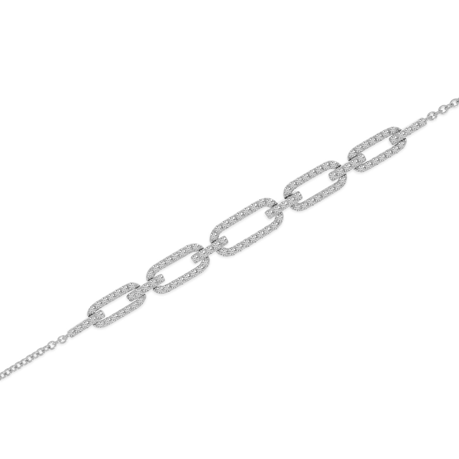 14K Yellow Gold Diamond Open Link Chain Bracelet