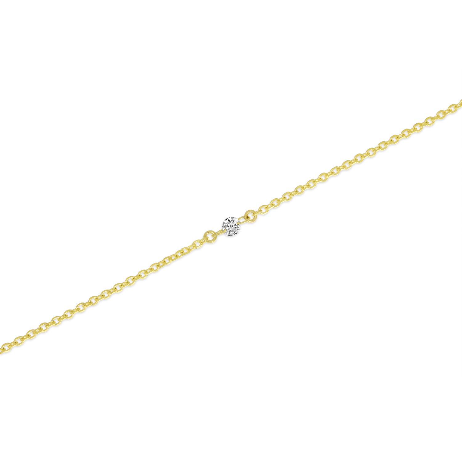 14K Yellow Gold Dashing Diamond Cable Chain Permanent Bracelet