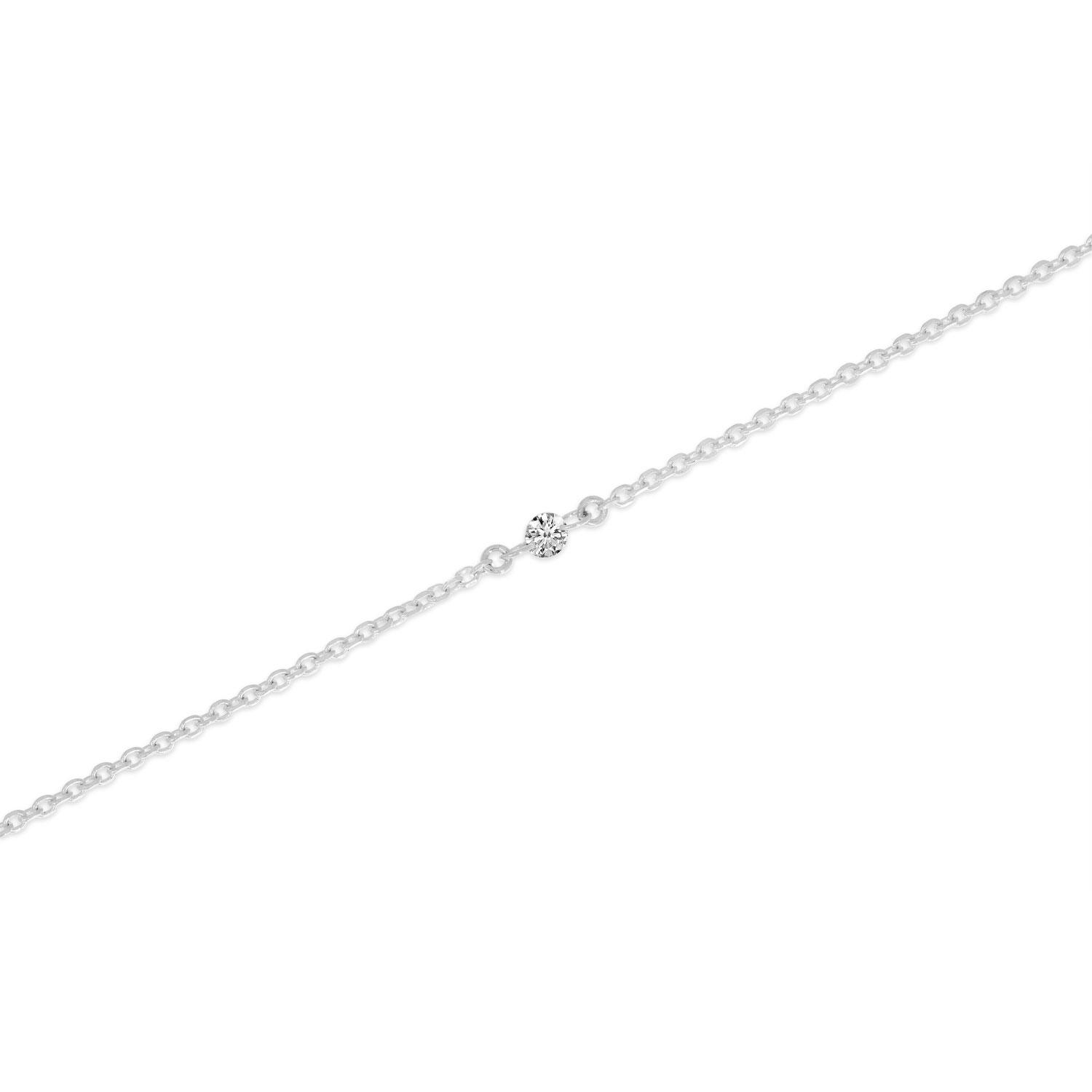 14K White Gold Dashing Diamond Cable Chain Permanent Bracelet