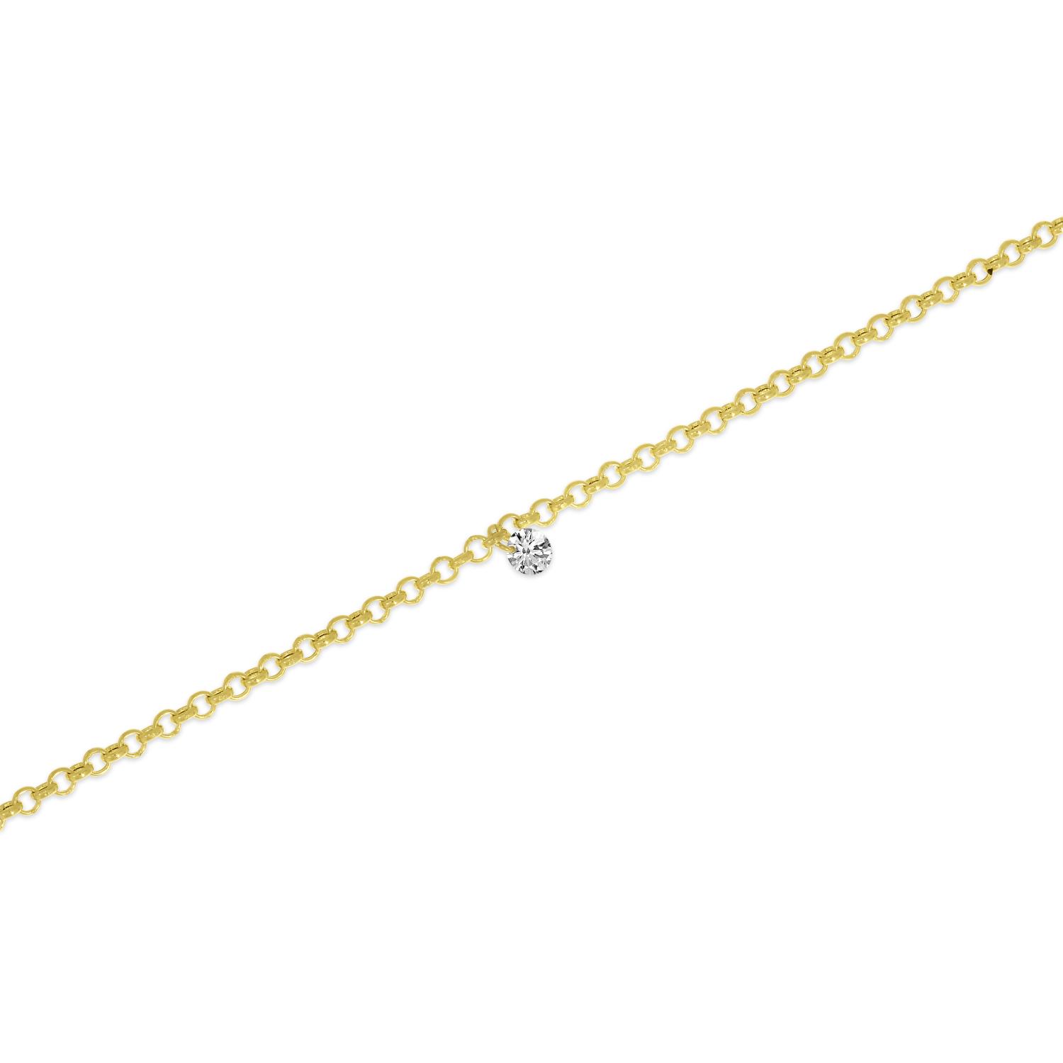 14K Rose Gold Dashing Diamond Rolo Chain Permanent Bracelet