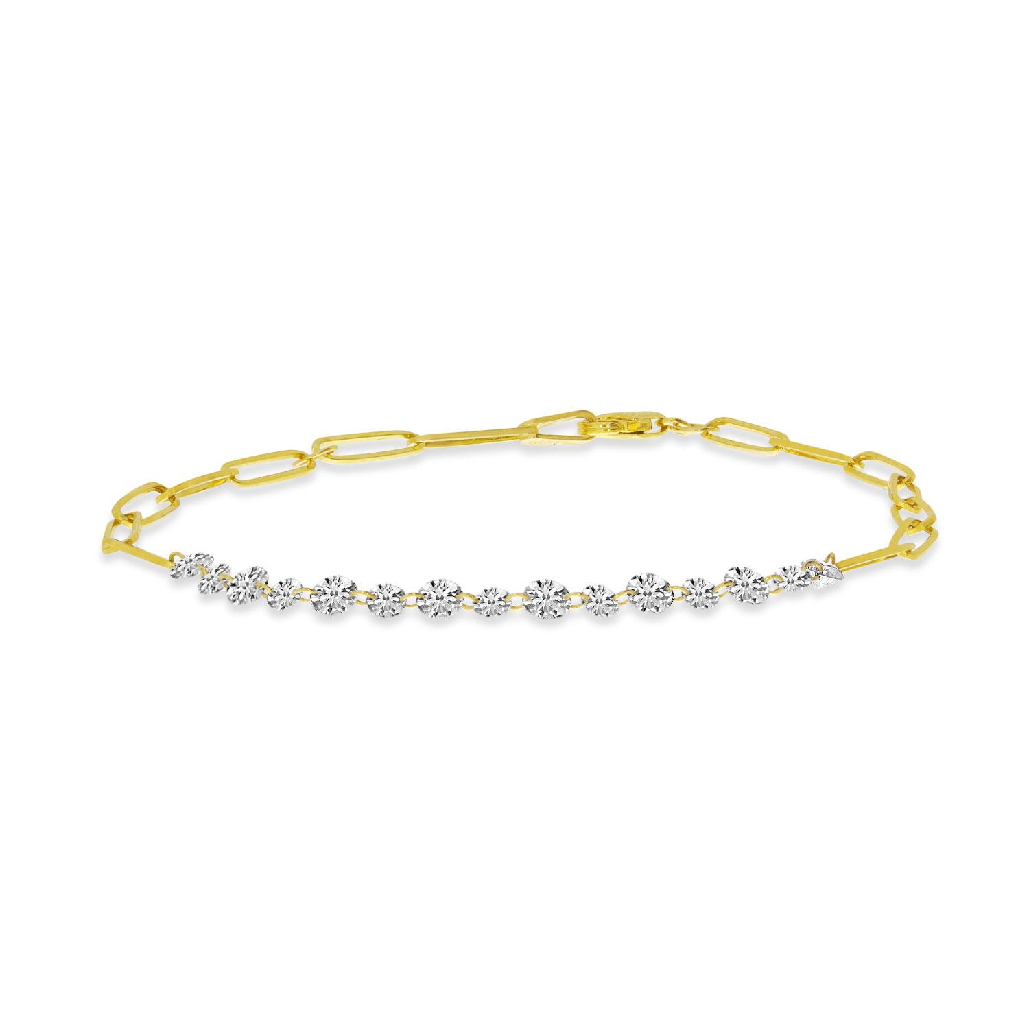 14K Yellow Gold Dashing Diamond Paperclip Bracelet