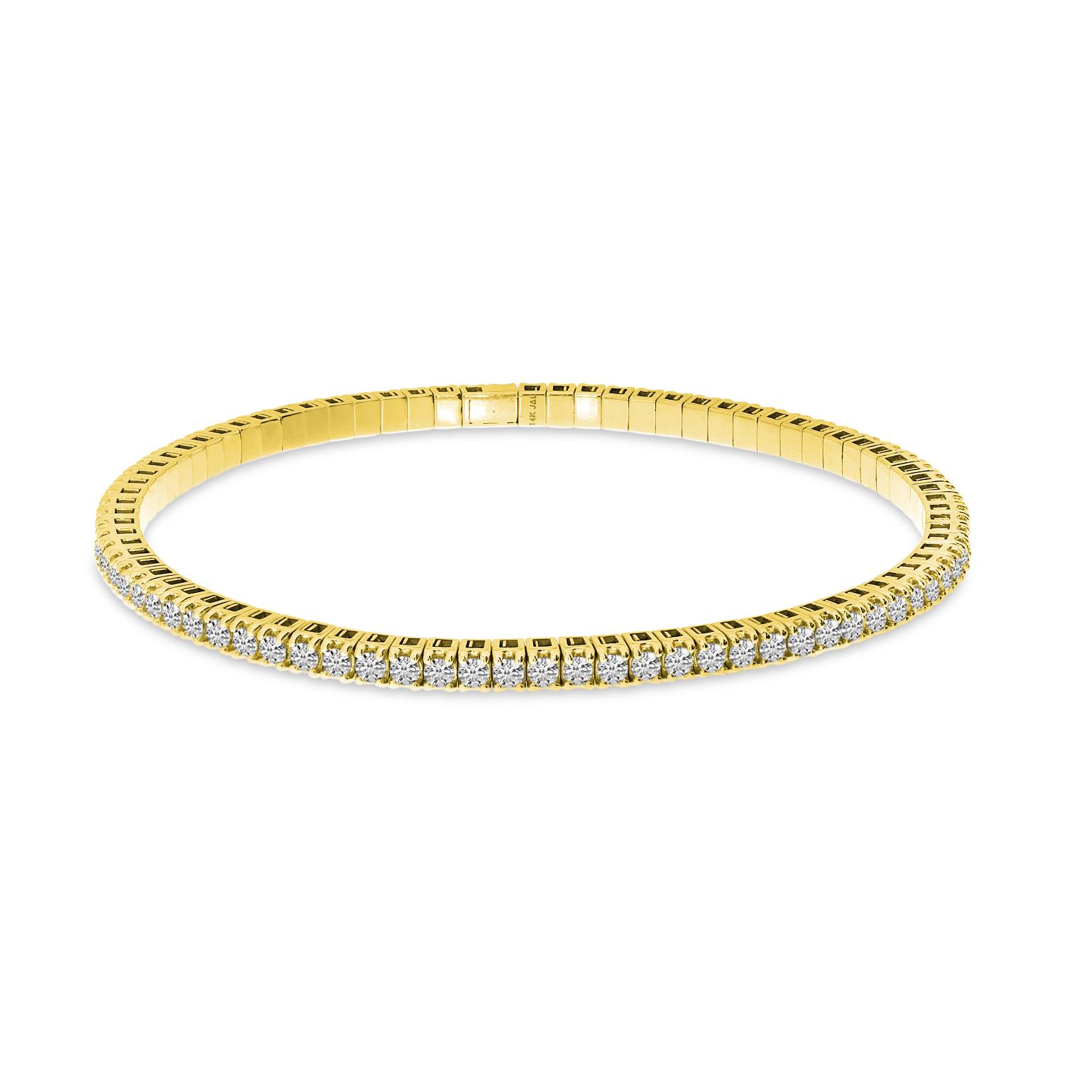 14K Yellow Gold Diamond Flexible Tennis Bracelet