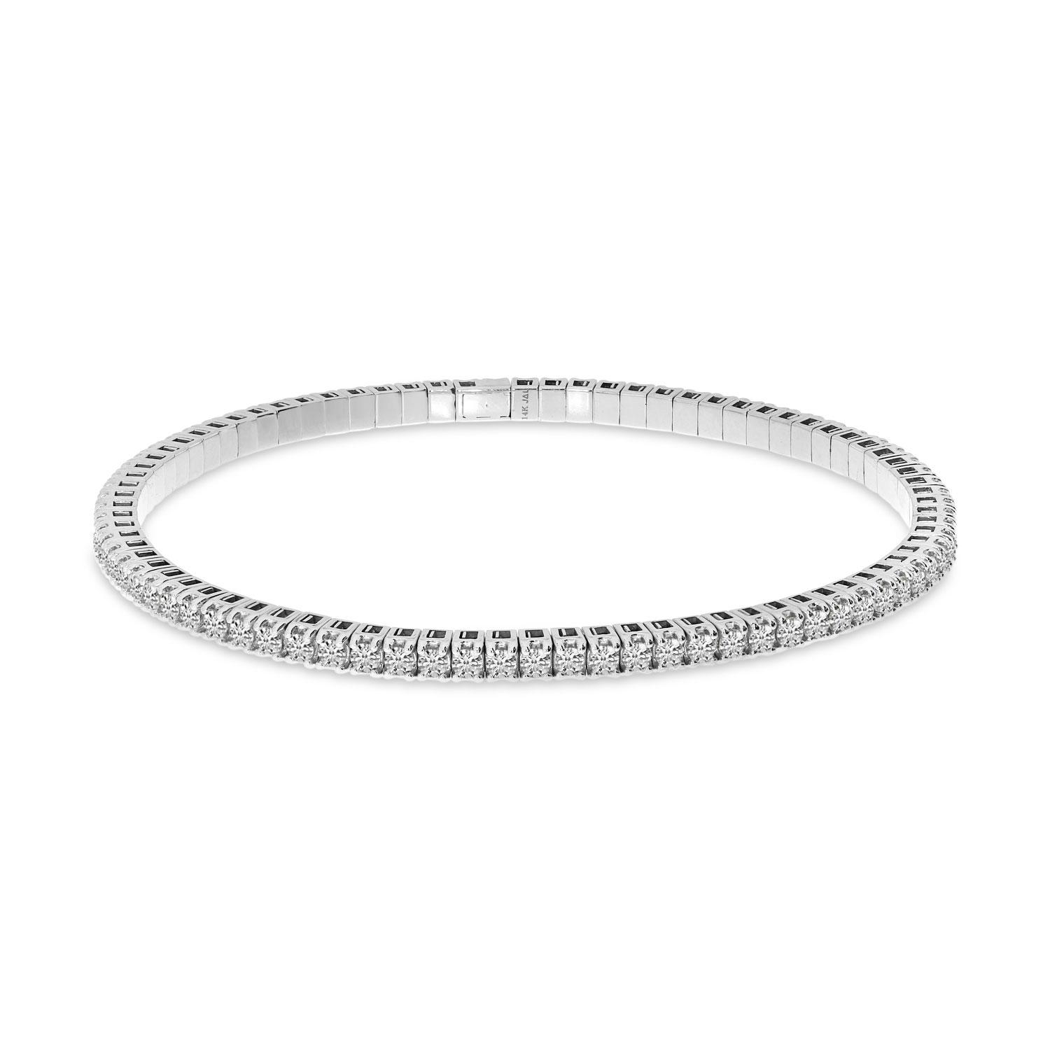 14K White Gold Diamond Flexible Tennis Bracelet