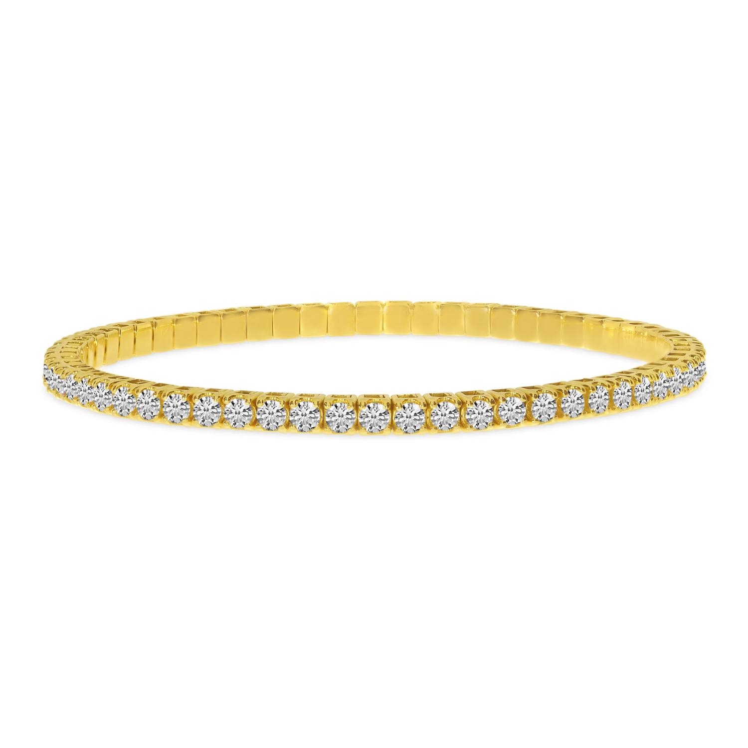 14K Yellow Gold 4.22 Ct Diamond Stretch Tennis Bracelet