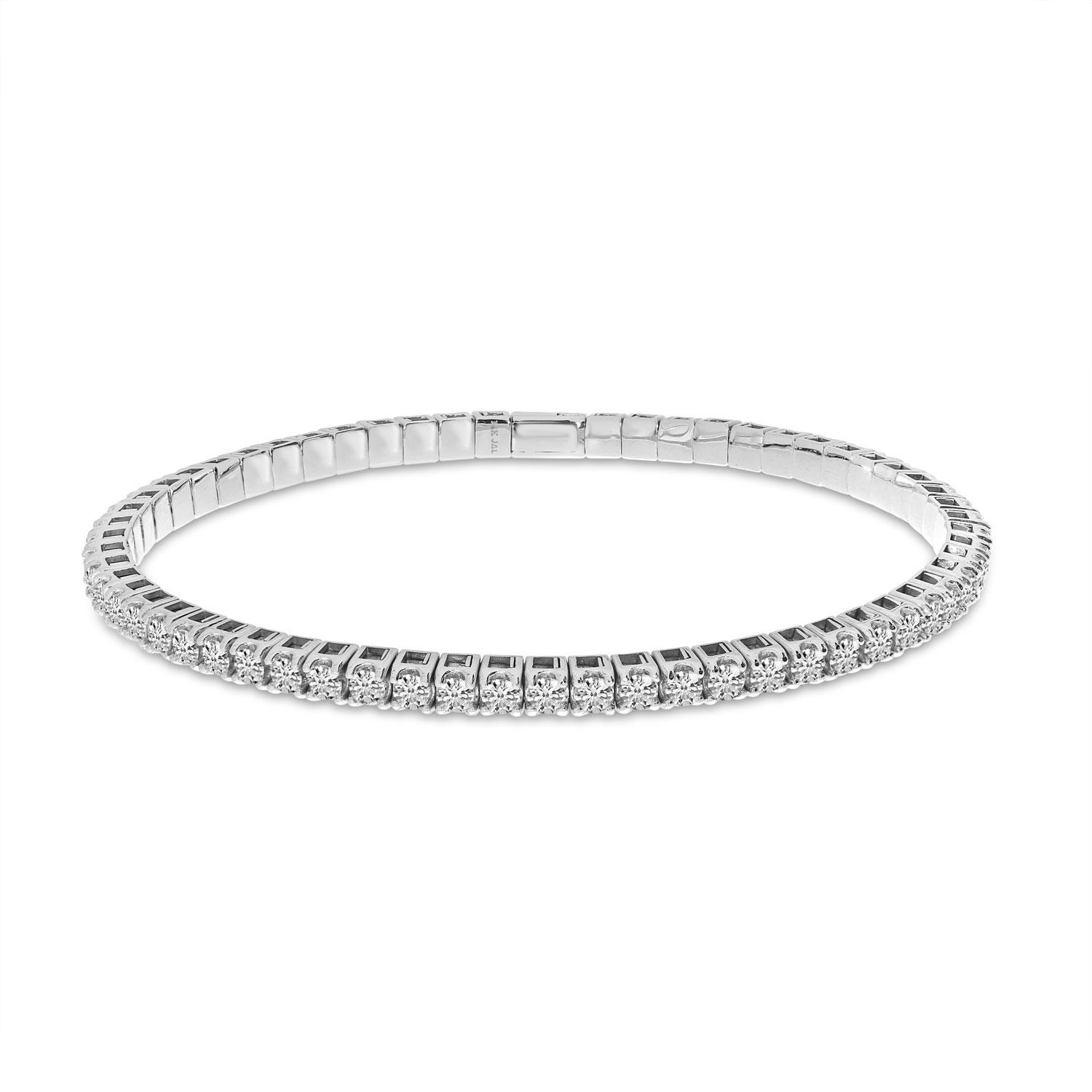 14K White Gold 4.22 Ct Diamond Stretch Tennis Bracelet