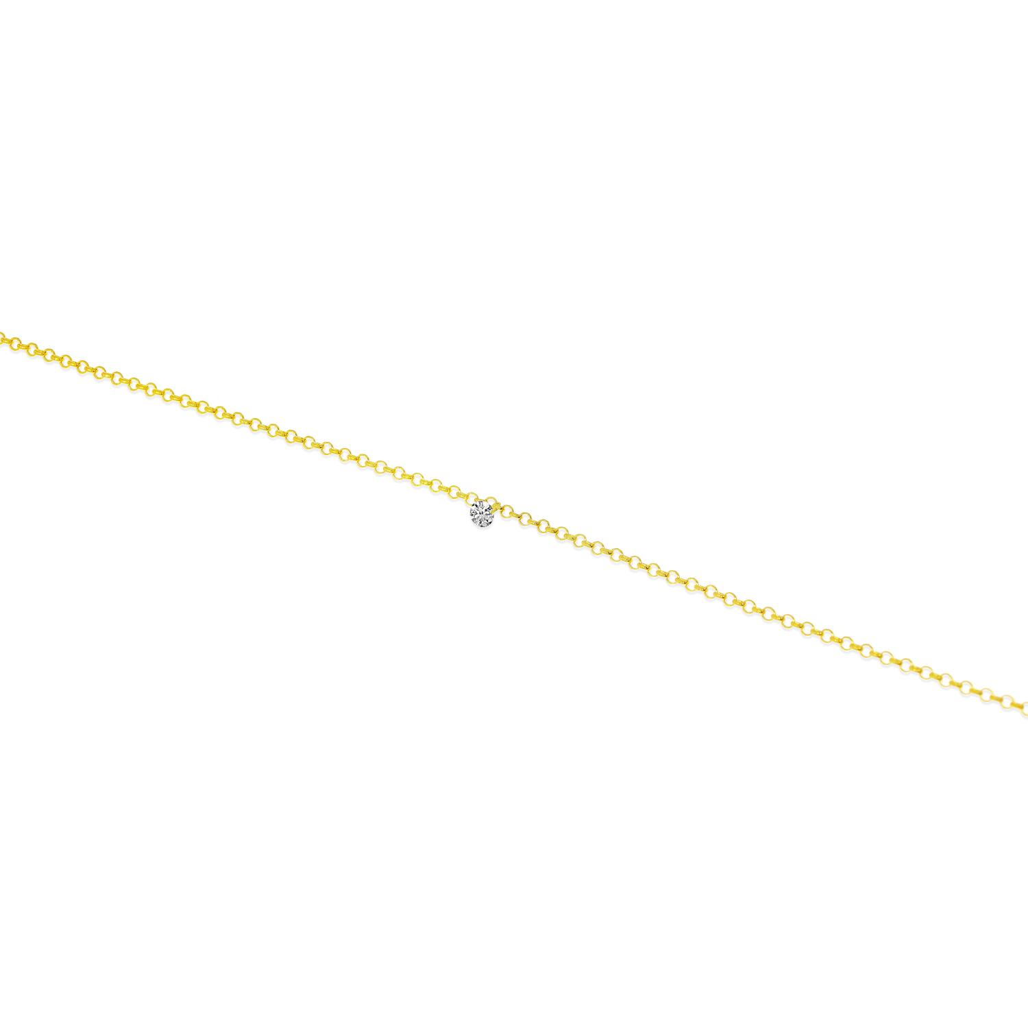 14K Yellow Gold Dashing Diamond Rolo Chain Permanent Bracelet