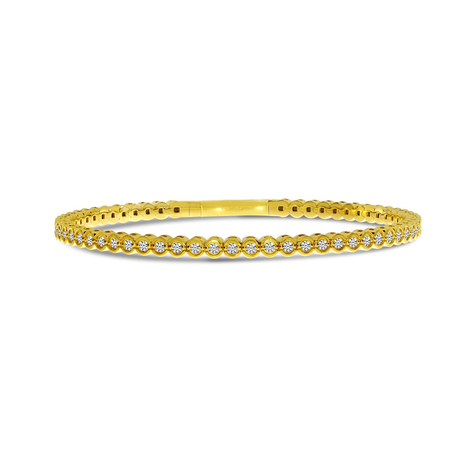 14K Yellow Gold Diamond Bezel Flexible Bracelet