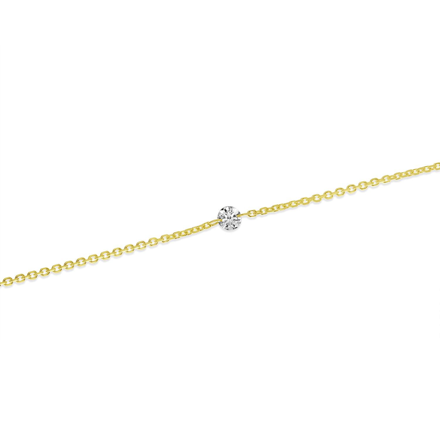 14K Yellow Gold Dashing Diamond Cable Chain Permanent Bracelet