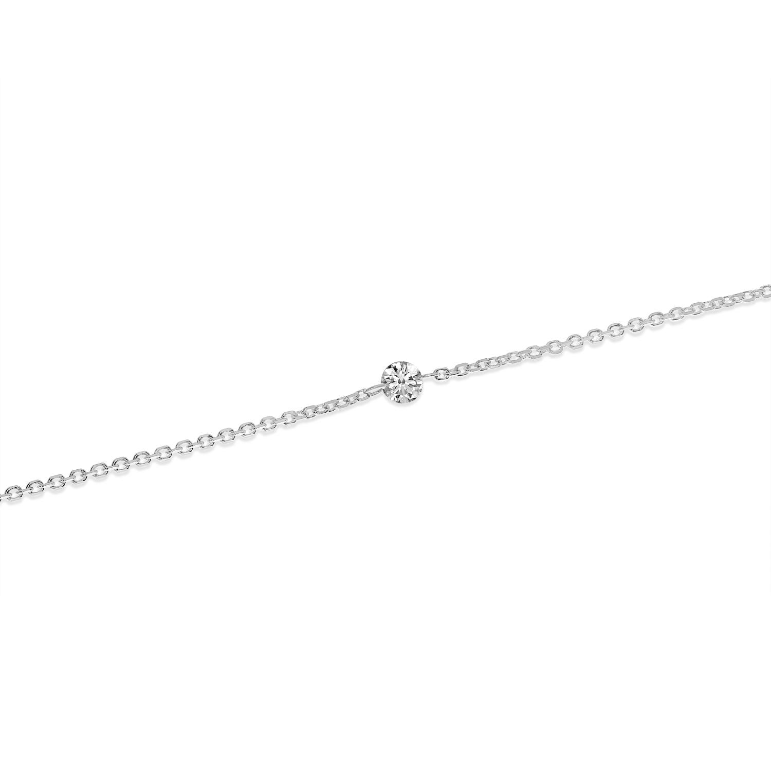 14K White Gold Dashing Diamond Cable Chain Permanent Bracelet