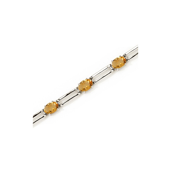 Colormerchants - 14K White Gold Oval Citrine Bracelet