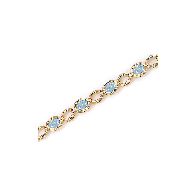 14K Yellow Gold Oval Aquamarine Bracelet