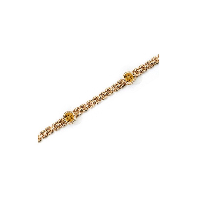 14K Yellow Gold Round Citrine Bracelet