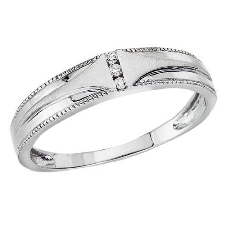 14K White Gold Gents Qpid Bridal Ring Band